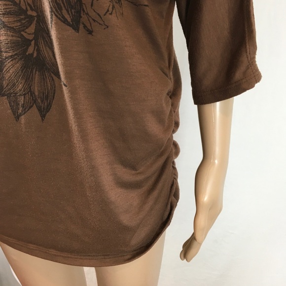 My LIL Bump. Maternity Shirt Brown w Bling ruched - Picture 7 of 8